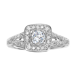 Sparkling Yaffie Engagement Ring with 3/4ct TDW Diamond Halo in White Gold