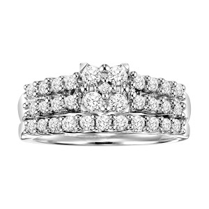 Princess Diamond Bridal Ring Set in Sterling Silver by Yaffie, 3/4ct