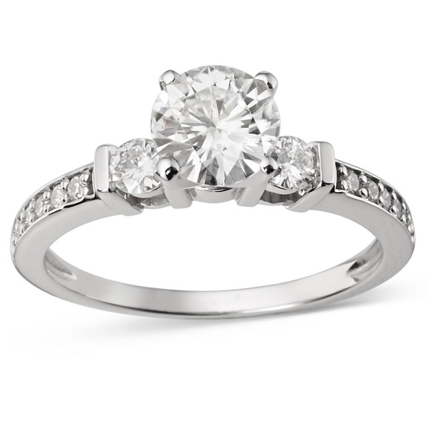 Charles & Colvard Yaffie Gold Ring with 1.32 TGW Forever Brilliant Moissanite in a 3-Stone Setting