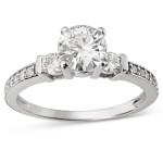 Charles & Colvard Yaffie Gold Ring with 1.32 TGW Forever Brilliant Moissanite in a 3-Stone Setting
