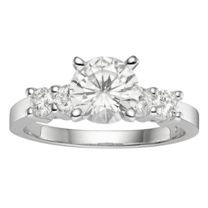 Shine Bright with Yaffie Charles & Colvard: 1.40 TGW Moissanite Solitaire Ring with Sidestone