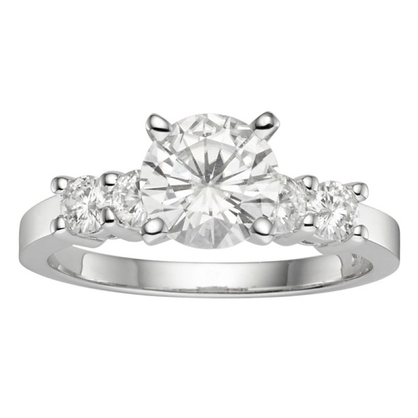 Shine Bright with Yaffie Charles & Colvard: 1.40 TGW Moissanite Solitaire Ring with Sidestone