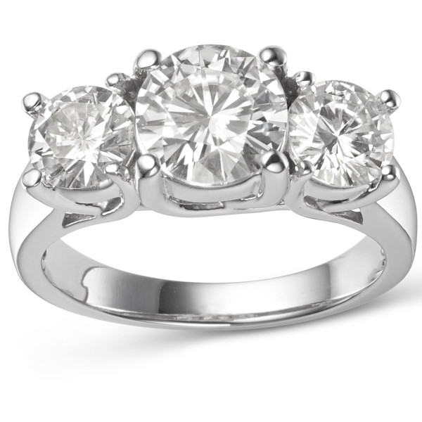 Gold Yaffie Charles & Colvard Moissanite Ring: 3 Stone Brilliance (3.9ct DEW)