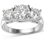 Gold Yaffie Charles & Colvard Moissanite Ring: 3 Stone Brilliance (3.9ct DEW)