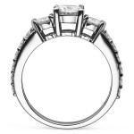 Forever Classic Moissanite 3-Stone Ring in Sterling Silver with Side Accents by Yaffie - 1.62 TGW
