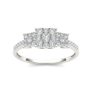 Golden Yaffie Trio Diamond Cluster Engagement Ring with 0.5ct TDW