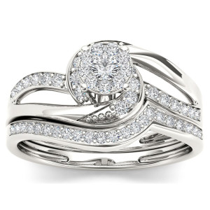 Golden Yaffie Bridal Set with 1/3ct TDW Diamond Composite