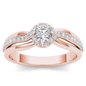 Rose Gold Bypass Engagement Ring with 1/2ct of Dazzling Diamonds by Yaffie