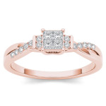 An Exquisite Yaffie Rose Gold Ring with Three Magnificent Diamonds Totaling 1/4ct TDW - Perfect for Your Engagement!