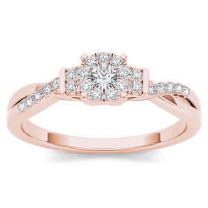 An Exquisite Yaffie Rose Gold Ring with Three Magnificent Diamonds Totaling 1/4ct TDW - Perfect for Your Engagement!
