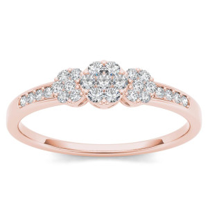 Sparkling Yaffie Rose Gold Engagement Ring with 1/5ct of Dazzling Diamond Clusters.