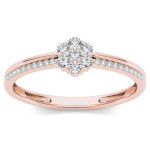 Rose Gold Cluster Ring with 1/5ct TDW of Sparkling Diamonds by Yaffie