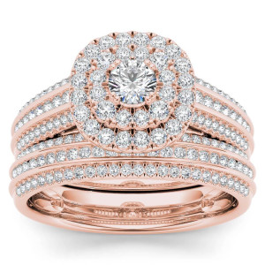 Double the love with Yaffie Rose Gold 1ct TDW Diamond Ring Set