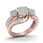 Rose Gold 1ct TDW Yaffie Two-Stone Diamond Ring