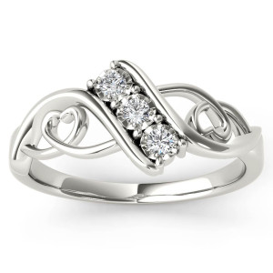 Anniversary Ring with Three Dazzling Diamonds and White Gold from Yaffie, Featuring 1/10ct TDW
