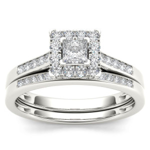 Shine Bright with Yaffie White Gold Half Carat Diamond Ring and Matching Band Set
