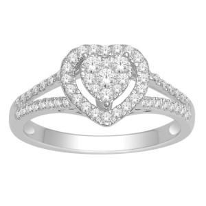 Heart-Shaped Diamond Ring with 1/2ct TDW in White Gold by Yaffie