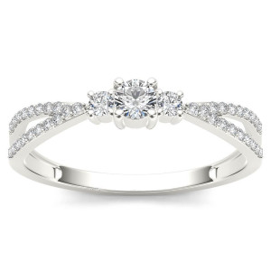 Sparkling Yaffie Bypass Engagement Ring with 1/4ct TDW White Gold Diamonds