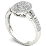 Sparkling Yaffie Double Halo Engagement Ring with 1/4ct TDW Diamond Cluster in White Gold