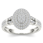 Sparkling Yaffie Double Halo Engagement Ring with 1/4ct TDW Diamond Cluster in White Gold