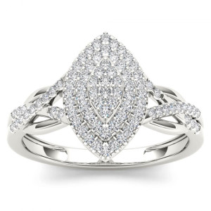 Yaffie Sparkling White Gold Halo Engagement Ring with 1/4ct TDW Diamonds