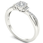 Engagement Ring with Three Dazzling Diamonds in White Gold, 1/4ct TDW