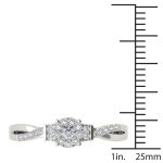 Engagement Ring with Three Dazzling Diamonds in White Gold, 1/4ct TDW