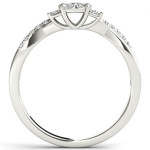 Engagement Ring with Three Dazzling Diamonds in White Gold, 1/4ct TDW