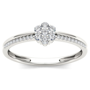 Stylish Cluster Ring with 1/5ct TDW Diamonds in White Gold by Yaffie