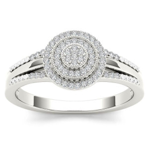 Yaffie 1/6ct TDW Diamond Halo Engagement Ring in White Gold