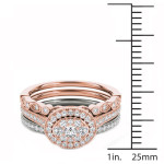 White and Rose Gold Diamond Halo Engagement Ring Set with 1/2 ct TDW by Yaffie