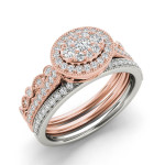 White and Rose Gold Diamond Halo Engagement Ring Set with 1/2 ct TDW by Yaffie