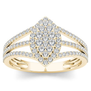 Gold Marquise-Framed Diamond Cluster Engagement Ring by Yaffie - 1/2ct TDW