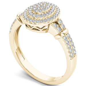 Double Halo Yaffie Gold Engagement Ring with 1/4ct TDW Diamond Cluster