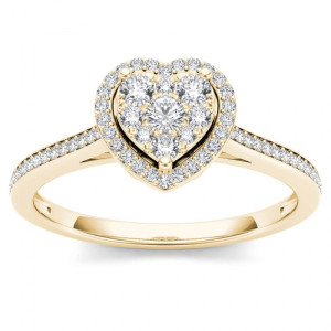 Golden Yaffie Diamond Halo Engagement Ring with 0.25ct Total Diamond Weight