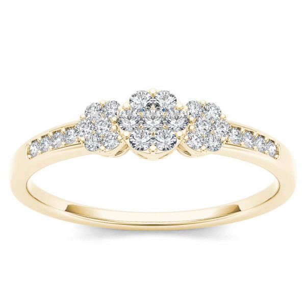 Golden Yaffie Cluster Diamond Engagement Ring with 1/5ct TDW