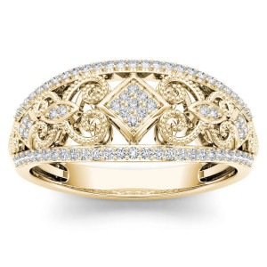 Glittering Yaffie Gold Diamond Engagement Ring with 1/5ct TDW