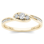 Gold Yaffie Three-Stone Engagement Ring with 1/5ct of Sparkling Diamonds