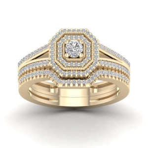 Sparkling Yaffie Bridal Set with 0.5ct Total Diamond Weight and Double Halo Design