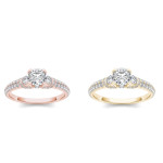 Three Sparkling Diamonds in Yaffie Gold Engagement Ring (1 1/2ct TDW)