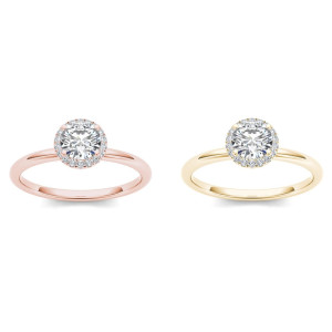 Sparkling Yaffie Gold Halo Diamond Engagement Ring with 1/2ct Total Diamond Weight