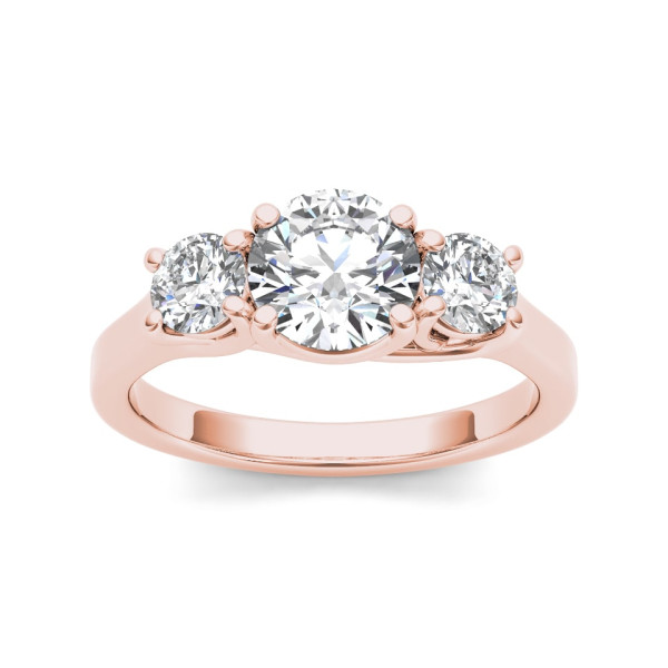 Rose Gold Diamond Anniversary Ring with 1.5ct TDW Three-Stone Design by Yaffie