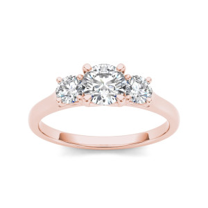 Rose Gold Anniversary Ring with 1 1/4ct TDW Diamonds, Set in a Three-Stone Design by Yaffie