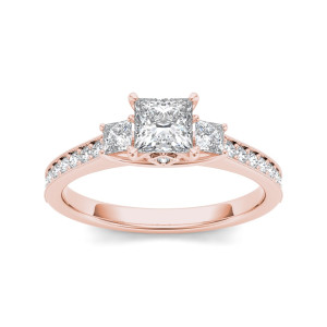 Rose Gold Anniversary Ring with 1 1/4ct TDW Diamonds, Set in a Three-Stone Design by Yaffie