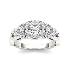 The Sparkling Yaffie White Gold Engagement Ring with 1 1/2 Carat Diamond Halo
