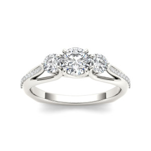 Anniversary Delight: White Gold Diamond Three-Stone Ring with 1 1/2ct TW