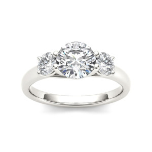 Sparkling Yaffie 1 1/2ct TDW Three Stone Diamond Engagement Ring in White Gold