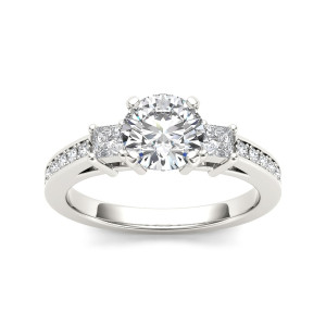 Celebrate Love with Yaffie 1 1/3ct TDW Diamond Three-Stone Anniversary Ring in White Gold
