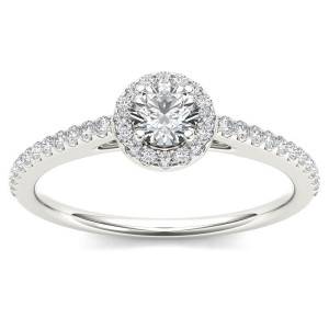 Sparkling Yaffie Engagement Ring with 1/2ct Diamond Halo in White Gold