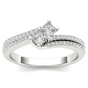 Yaffie White Gold Two-Stone Diamond Engagement Ring with a 1/2ct TDW